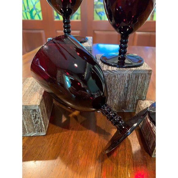 Anchor Hocking Monarch Ruby Red Stemmed Wine Goblets. - Picture 5 of 8